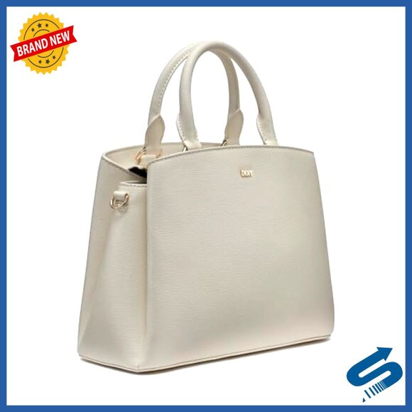 Medium Textured Leather Satchel with Adjustable Strap, Triple Compartment